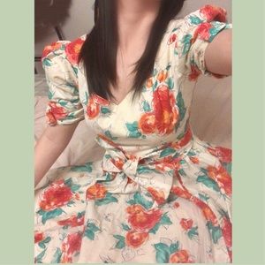 Laura Ashley RARE vintage floral cottagecore prom dress bow belt NWOT